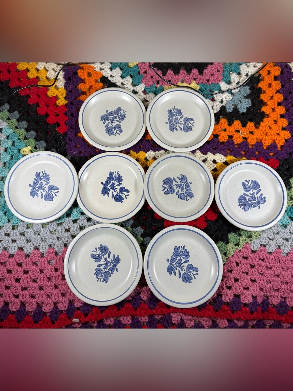 Pfaltzgraff Yorktown Stoneware Salad Plate with Blue Floral Design- Set of 8 - Picture 3 of 6